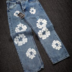 شلوار جین بگ مردانه طرحدار دنیم آبی  کد 20129