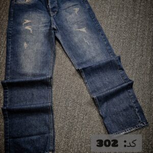 شلوار بگ جین آبی تیره ساده طرح زاپ مردانه کد 20302