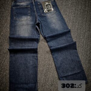 شلوار بگ جین آبی تیره ساده طرح زاپ مردانه کد 20302