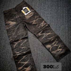 شلوار بگ جین قهوه ای شست طرحدار مردانه کد 20300