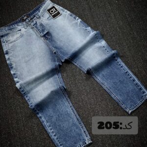 شلوار جین مام فیت مردانه آبی روشن کد 205